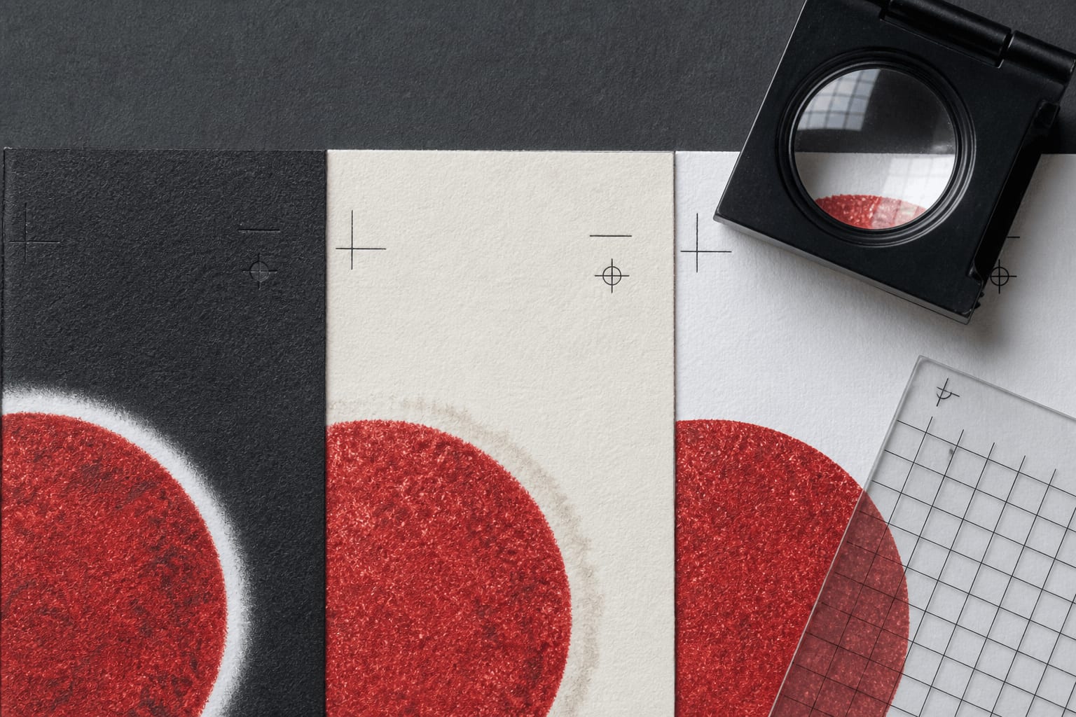 Close comparison of a white halo, dirty fringe, and clean edge around a digital stamp impression