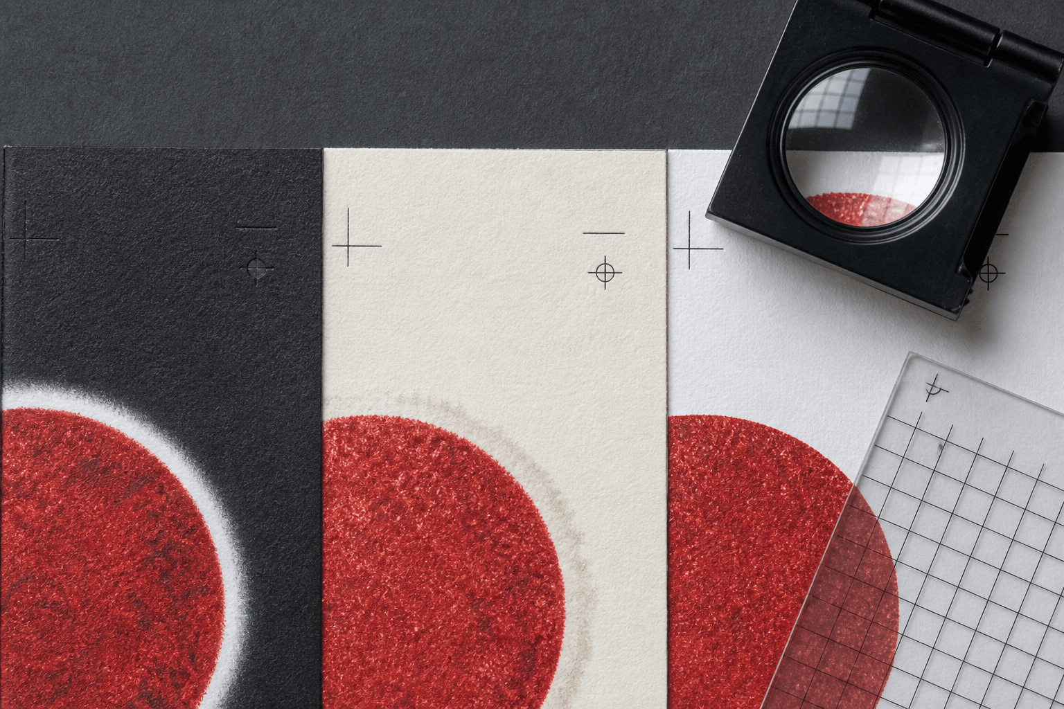 Close comparison of a white halo, dirty fringe, and clean edge around a digital stamp impression